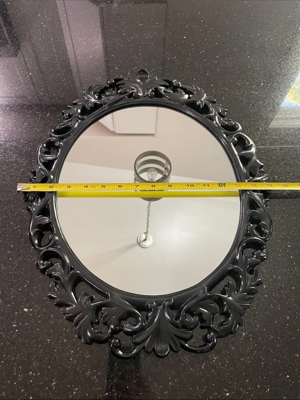 Black Oval Victorian Style Romantic Glam Barocco Accent Mirror